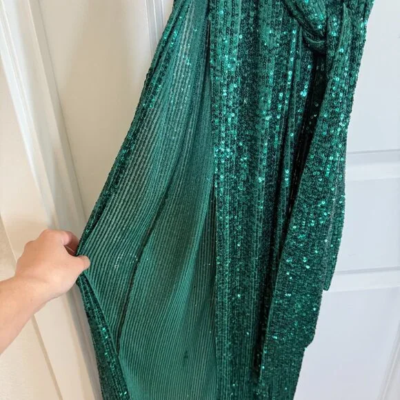 Revolve NBD Elektra Gown Party Dress Emerald Green Kelly sequins maxi sz small - Picture 7 of 16